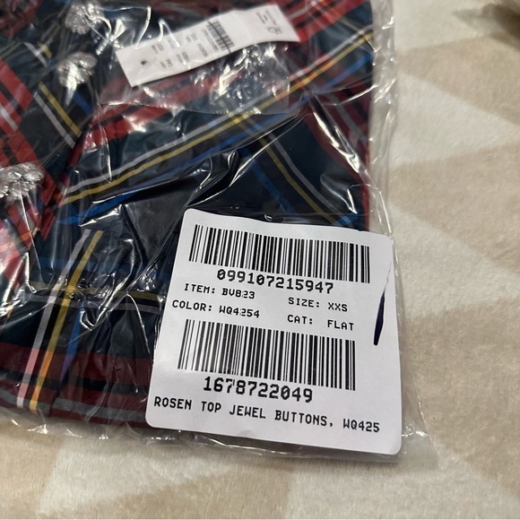 J crew Fresco top with jewel buttons in Stewart tartan - Picture 5 of 5